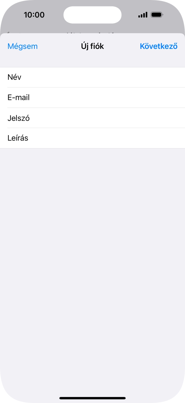 Kattints a Leírás mezőre, és írd be az e-mail-fiók kívánt nevét.