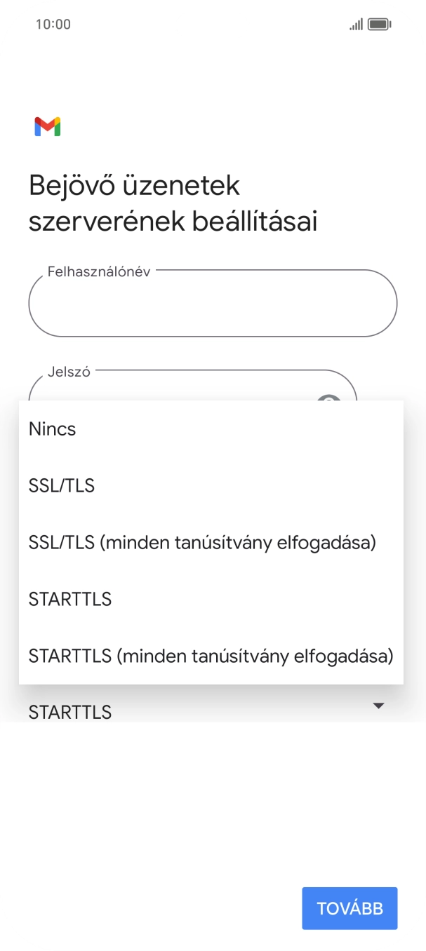 Válaszd az SSL/TLS lehetőséget.