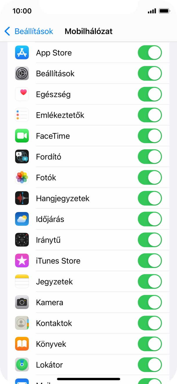 Kattints a kívánt programok melletti csúszkákra a funkciók be- vagy kikapcsolásához.