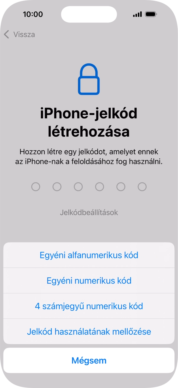 A képernyőzár használatának bekapcsolásához kövesd a képernyőn megjelenő utasításokat, vagy válaszd a Jelkód használatának mellőzése lehetőséget.