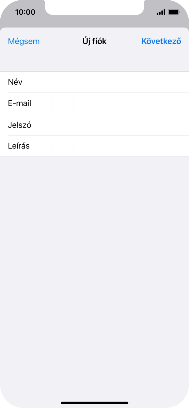 Kattints a Leírás mezőre, és írd be az e-mail-fiók kívánt nevét.