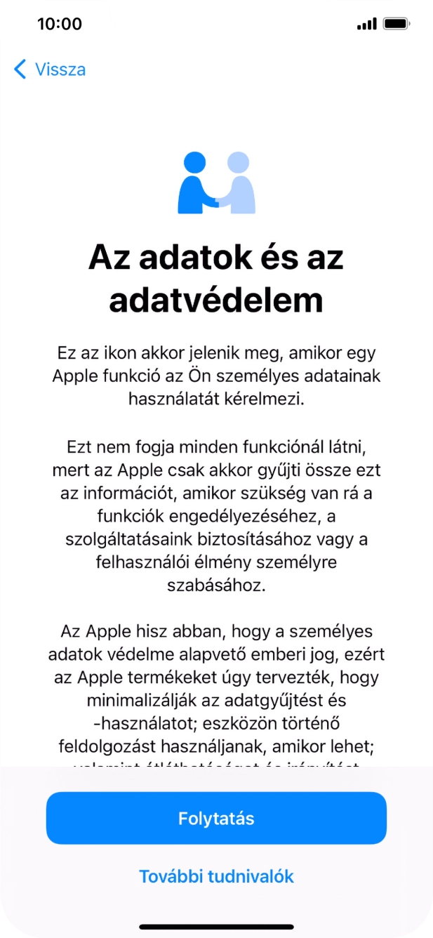 Válaszd a Folytatás lehetőséget.