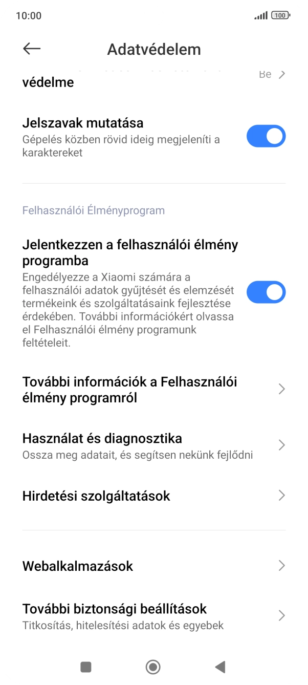Válaszd a További biztonsági beállítások lehetőséget. Válaszd a További biztonsági beállítások lehetőséget.