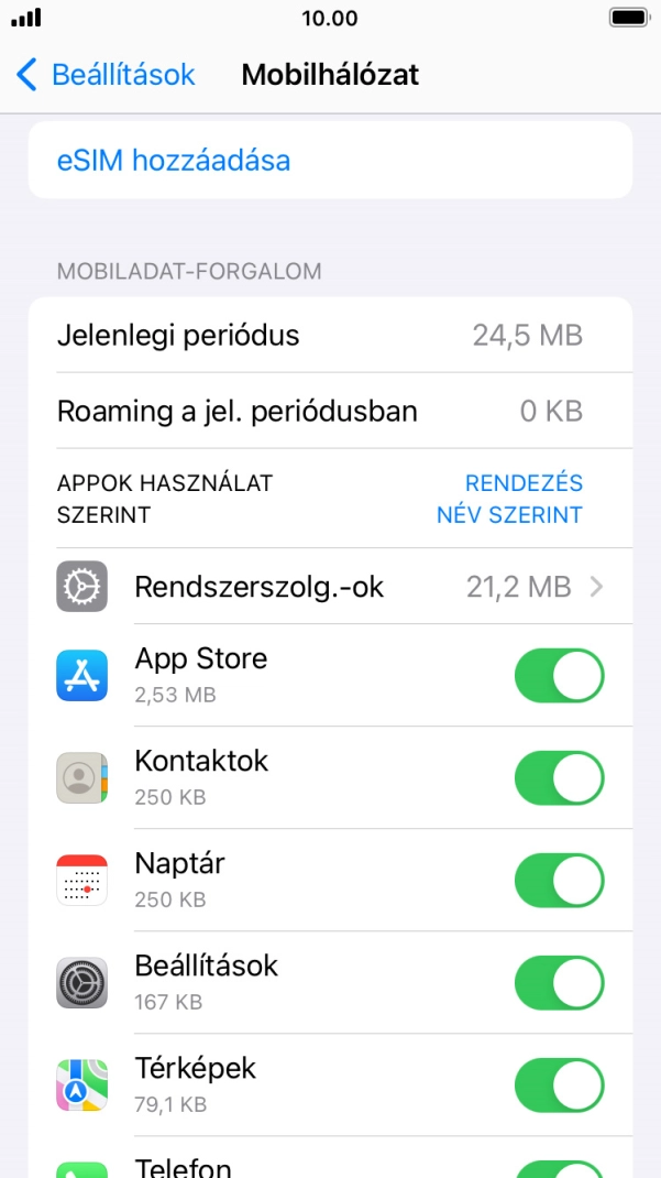 Kattints a kívánt programok melletti csúszkákra a funkciók be- vagy kikapcsolásához.