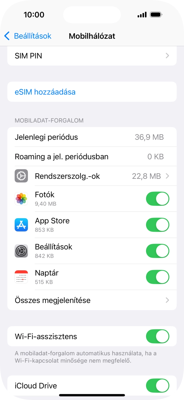 Kattints a kívánt programok melletti csúszkákra a funkciók be- vagy kikapcsolásához.