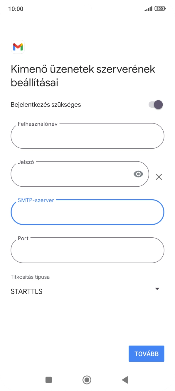Kattints a „Port” alatti mezőre, és írd be a következőt: 587.