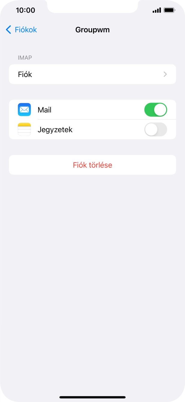 Válaszd a Fiók lehetőséget.