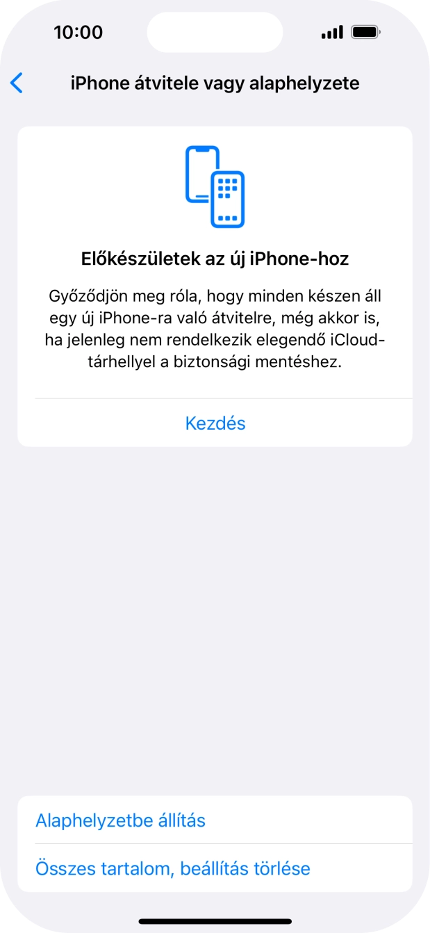 Válaszd az Alaphelyzetbe állítás lehetőséget. Válaszd az Alaphelyzetbe állítás lehetőséget.