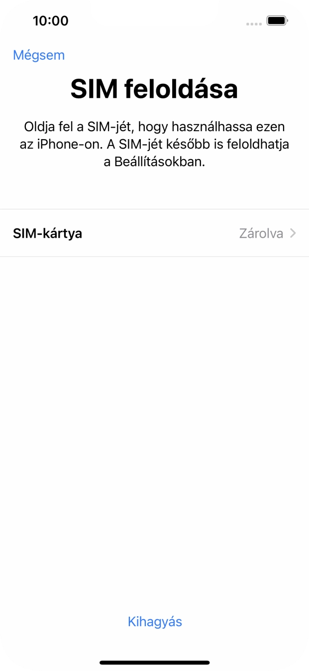 Válaszd a SIM-kártya lehetőséget.