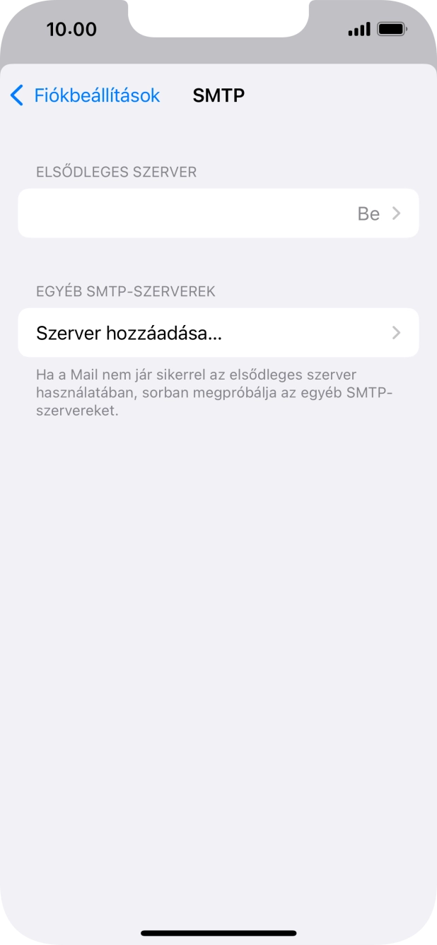 Kattints az „ELSŐDLEGES SZERVER” alatti mezőre.