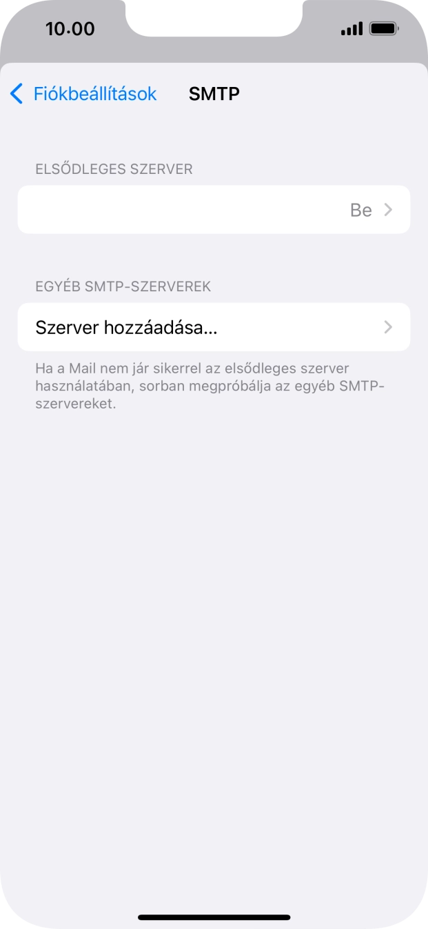 Kattints az „ELSŐDLEGES SZERVER” alatti mezőre.