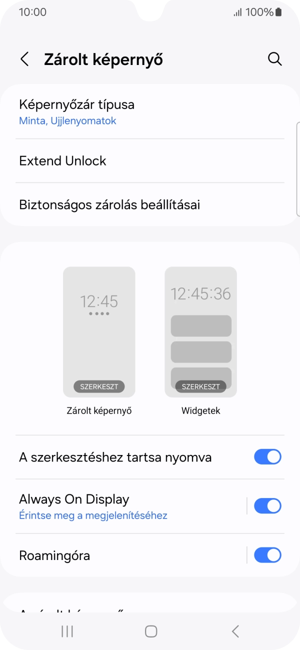 Válaszd a Képernyőzár típusa lehetőséget, és írd be az extra képernyőzárkódot, amit korábban már beállítottál. Válaszd a Képernyőzár típusa lehetőséget, és írd be az extra képernyőzárkódot, amit korábban már beállítottál.