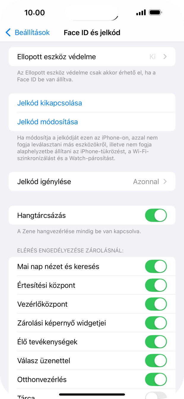 Válaszd a Jelkód kikapcsolása lehetőséget, és írd be a képernyőzárkódot.