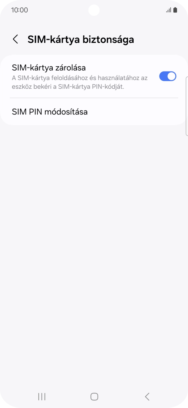 Kattints a „SIM-kártya zárolása” melletti csúszkára a funkció be- vagy kikapcsolásához. Kattints a „SIM-kártya zárolása” melletti csúszkára a funkció be- vagy kikapcsolásához.