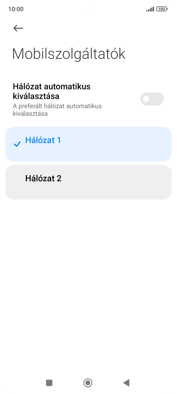 Kattints a „Hálózat automatikus kiválasztása” melletti csúszkára a funkció bekapcsolásához. Kattints a „Hálózat automatikus kiválasztása” melletti csúszkára a funkció bekapcsolásához.