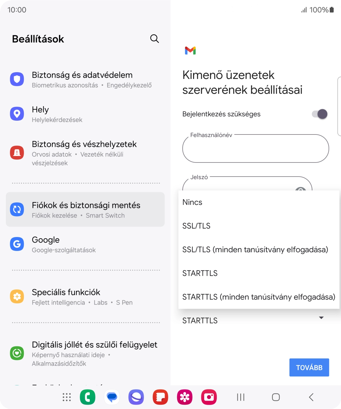 Válaszd az SSL/TLS lehetőséget.