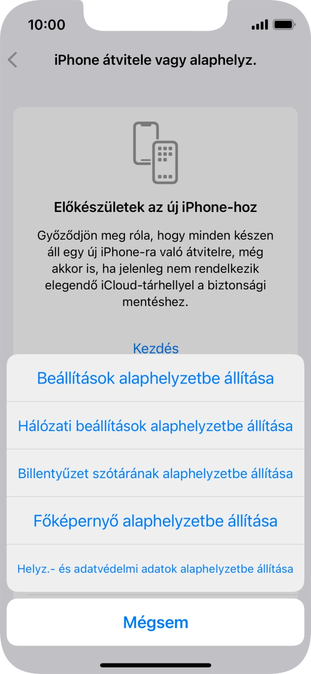 Válaszd a Beállítások alaphelyzetbe állítása lehetőséget. Válaszd a Beállítások alaphelyzetbe állítása lehetőséget.