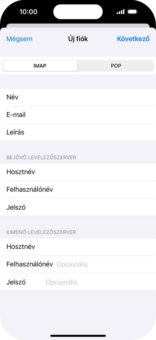 Kattints a Felhasználónév mezőre, és írd be az e-mail-fiókodhoz tartozó felhasználónevet.