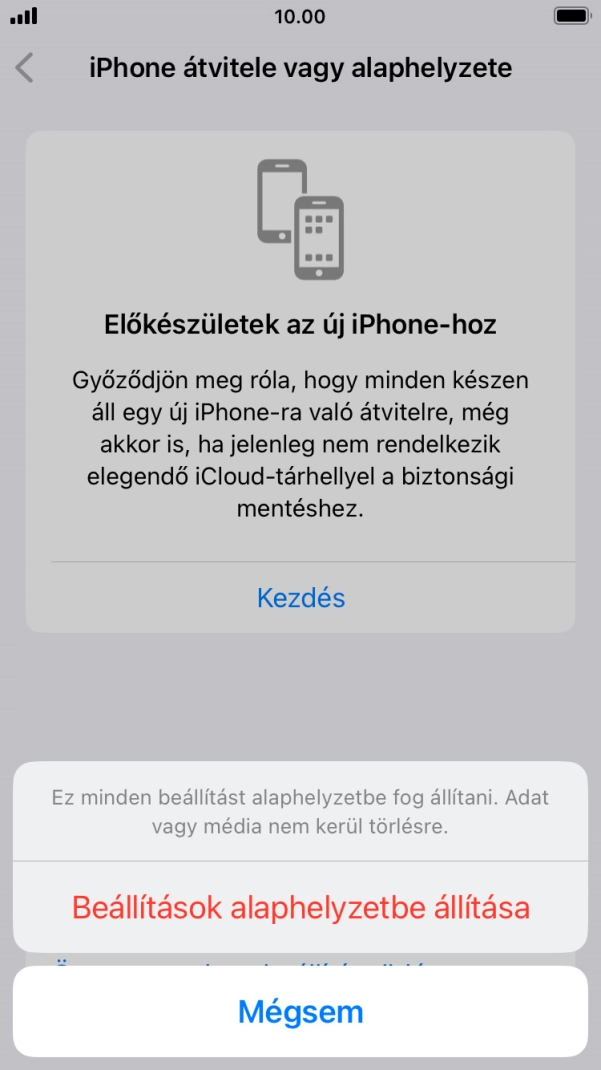 Válaszd a Beállítások alaphelyzetbe állítása lehetőséget.