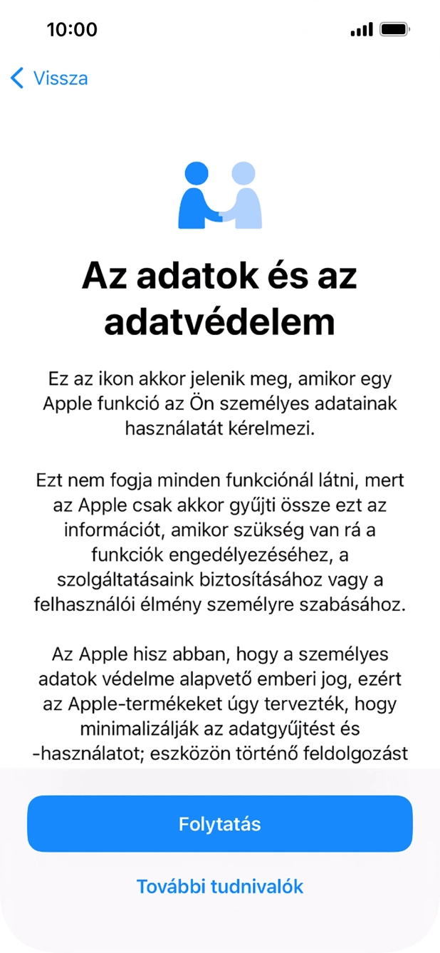 Válaszd a Folytatás lehetőséget.