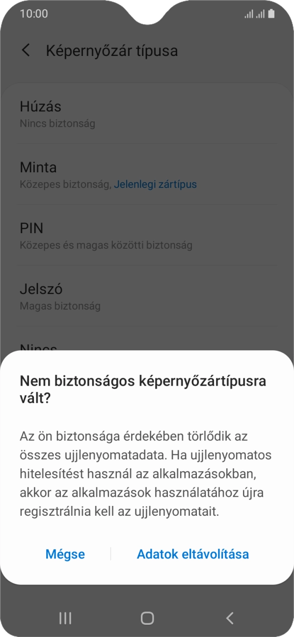 Válaszd az Adatok eltávolítása lehetőséget.