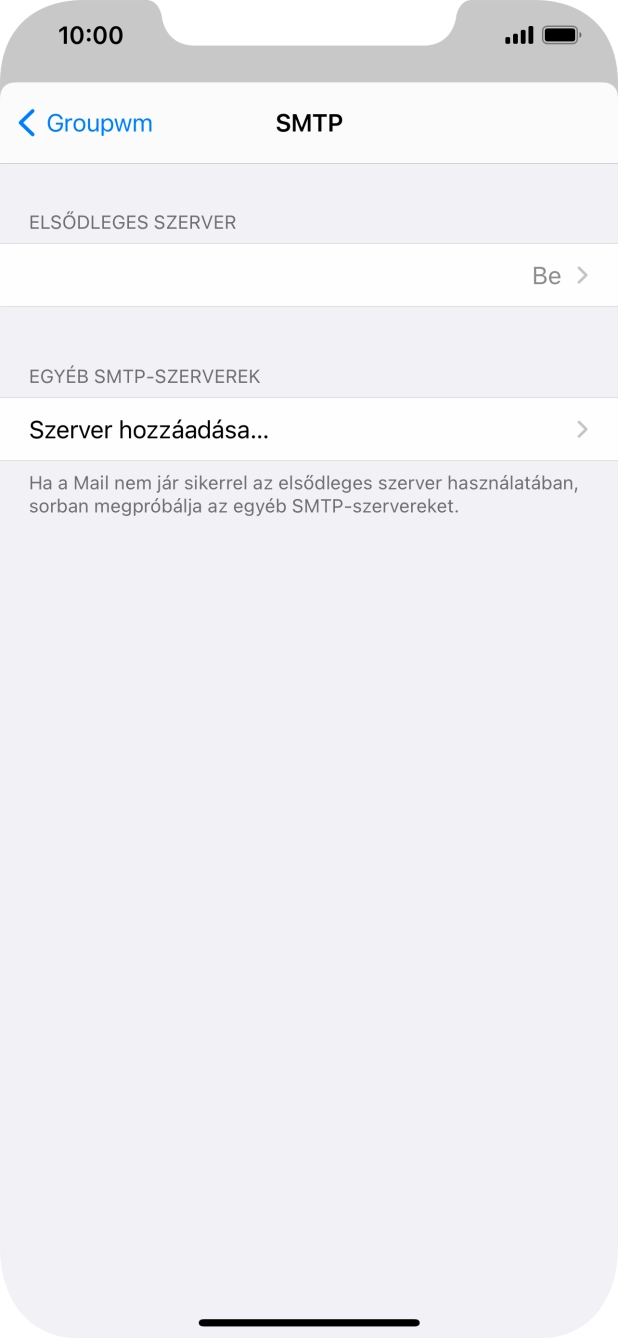 Kattints az „ELSŐDLEGES SZERVER” alatti mezőre.