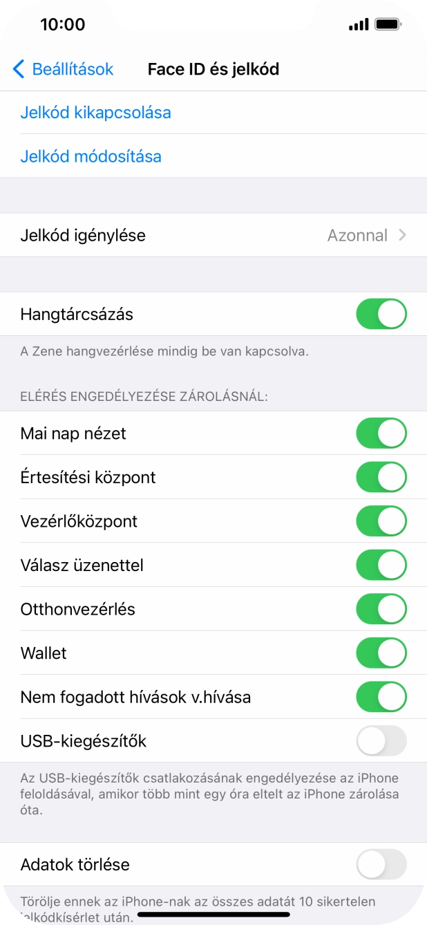 Kattints az „Adatok törlése” melletti csúszkára a funkció be- vagy kikapcsolásához. Kattints az „Adatok törlése” melletti csúszkára a funkció be- vagy kikapcsolásához.