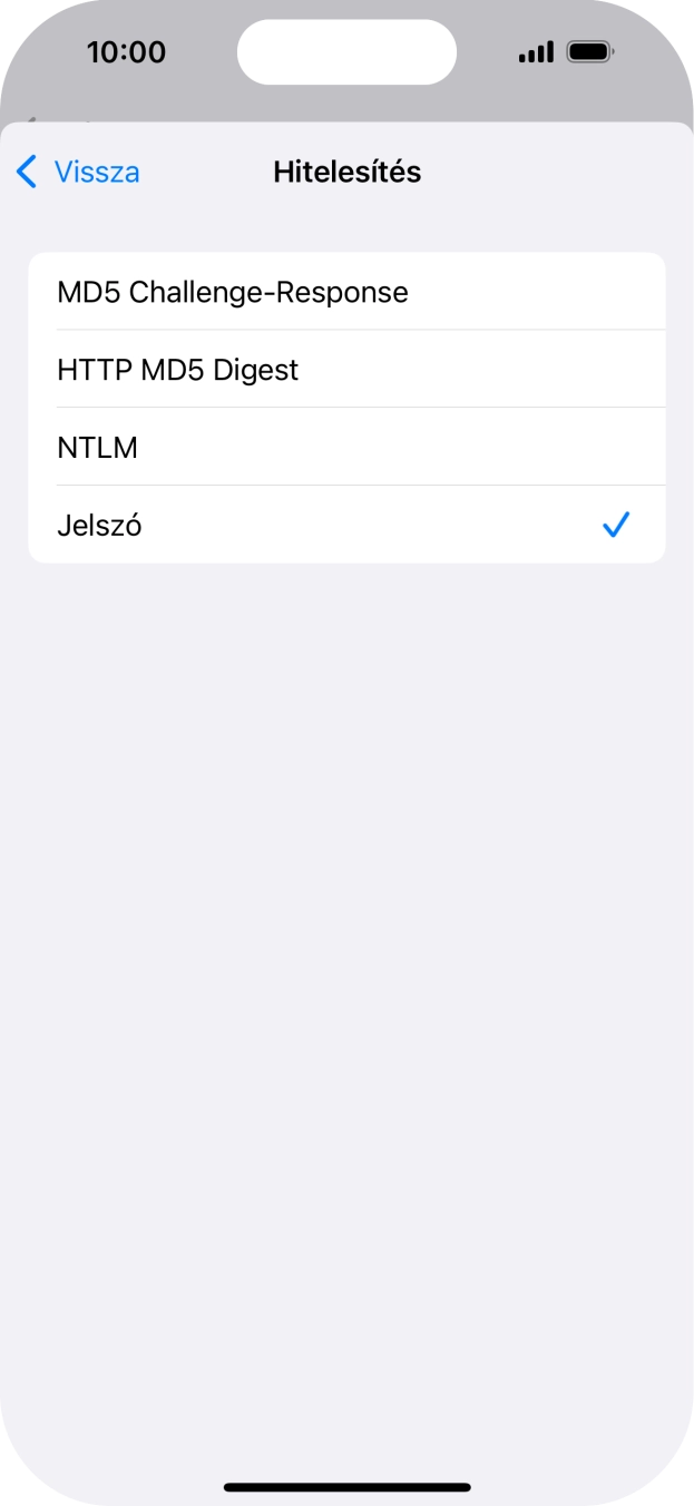 Válaszd a Jelszó lehetőséget.