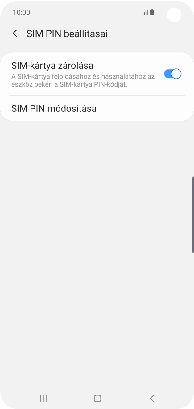 Kattints az „SIM-kártya zárolása” melletti csúszkára a funkció be- vagy kikapcsolásához.