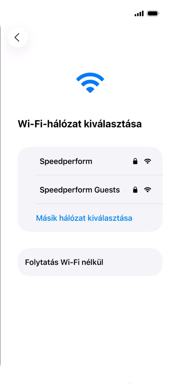 Válaszd ki a kívánt Wi-Fi hálózatot. Válaszd ki a kívánt Wi-Fi hálózatot.