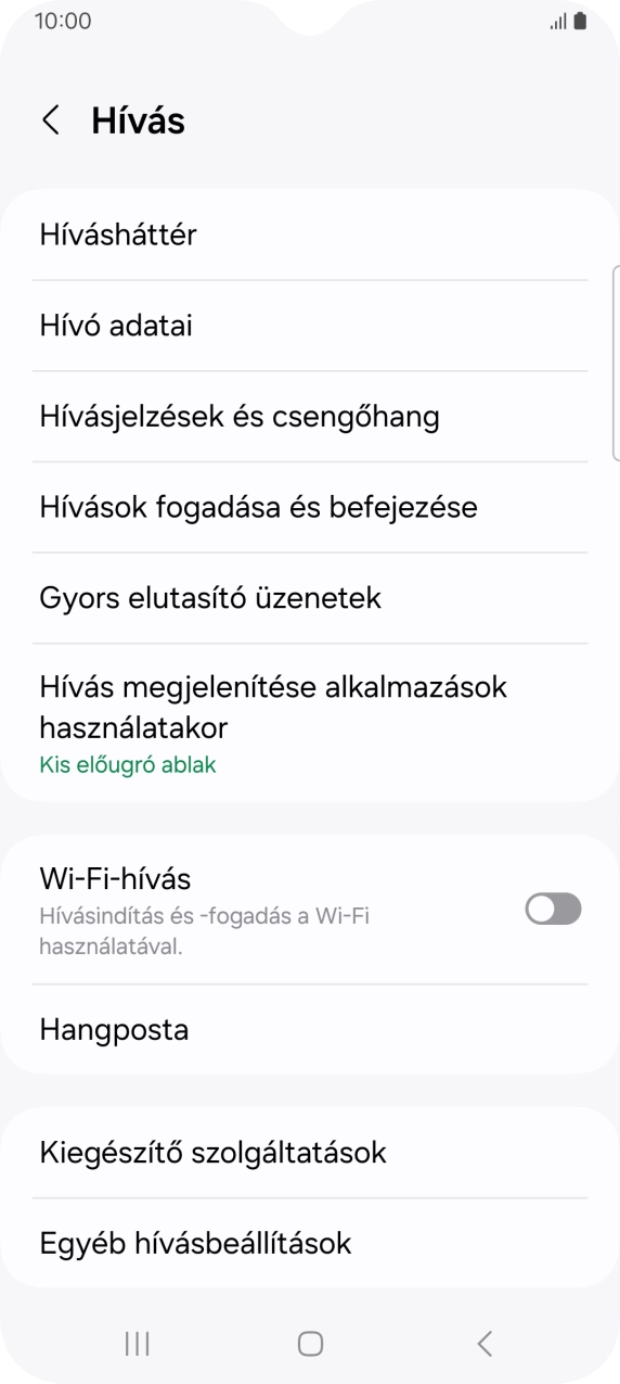Válaszd a Kiegészítő szolgáltatások lehetőséget.