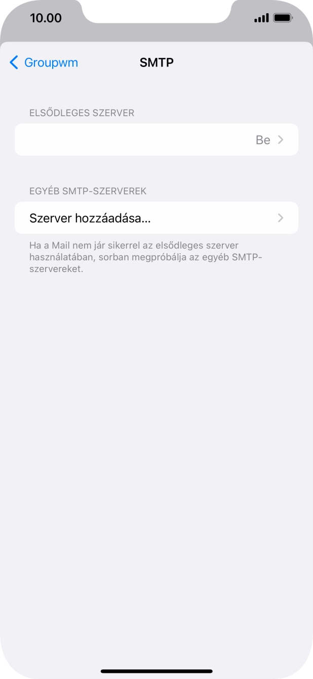 Kattints az „ELSŐDLEGES SZERVER” alatti mezőre.