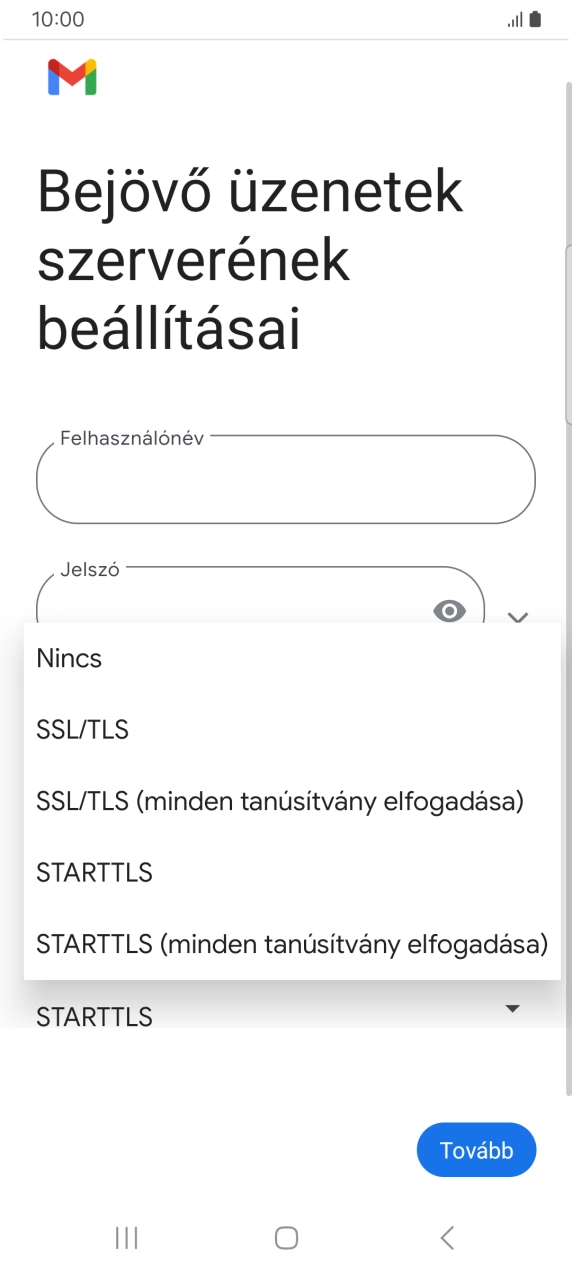 Válaszd az SSL/TLS lehetőséget.