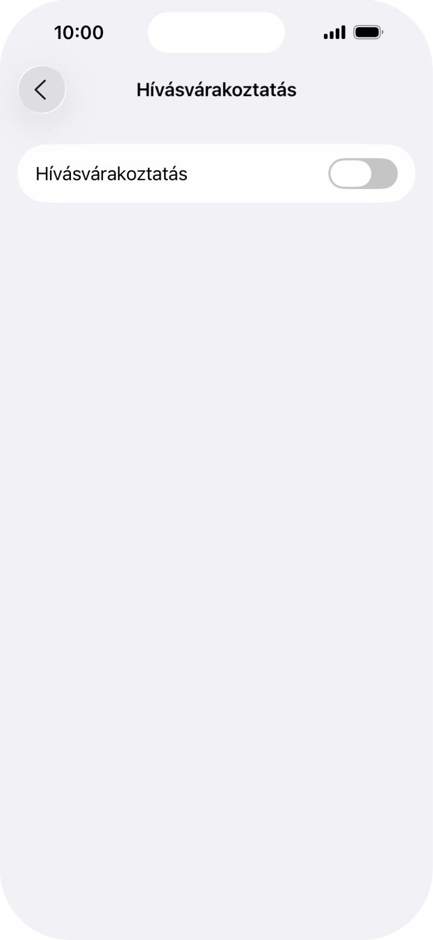 Kattints a „Hívásvárakoztatás” melletti csúszkára a funkció be- vagy kikapcsolásához.