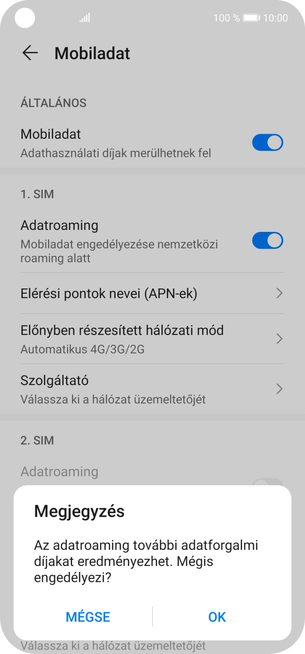 Ha bekapcsolod a funkciót, válaszd az OK lehetőséget.