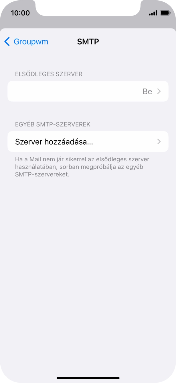 Kattints az „ELSŐDLEGES SZERVER” alatti mezőre.