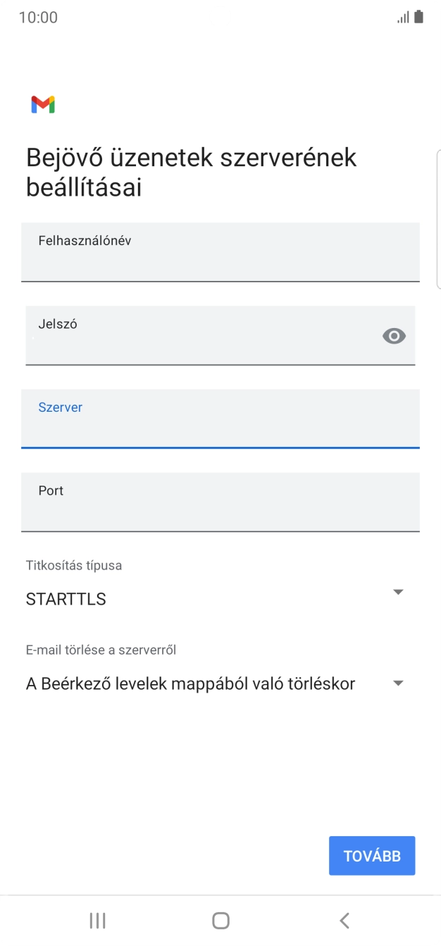 Kattints a „Port” alatti mezőre, és írd be a következőt: 110.