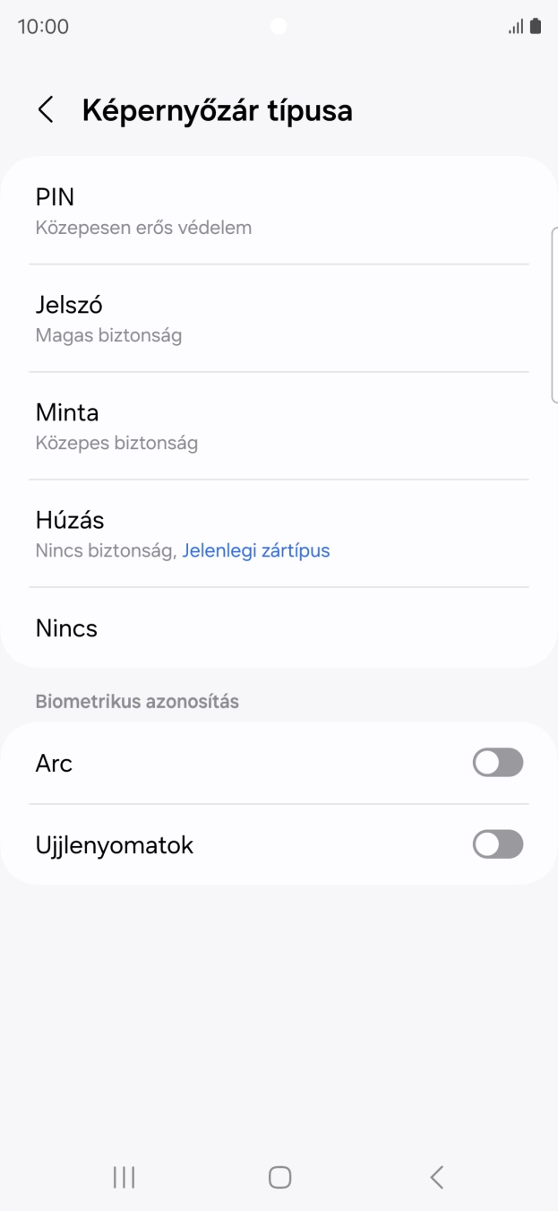 Válaszd az Ujjlenyomatok lehetőséget. Válaszd az Ujjlenyomatok lehetőséget.