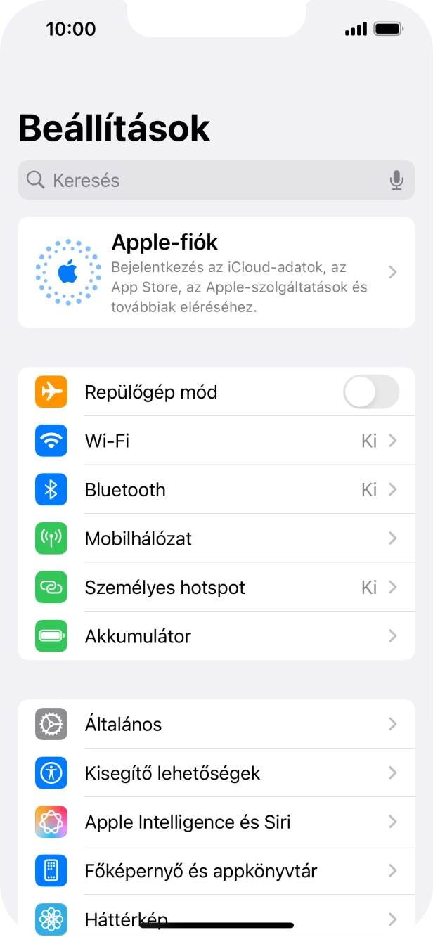 Válaszd az Apple-fiók lehetőséget. Válaszd az Apple-fiók lehetőséget.