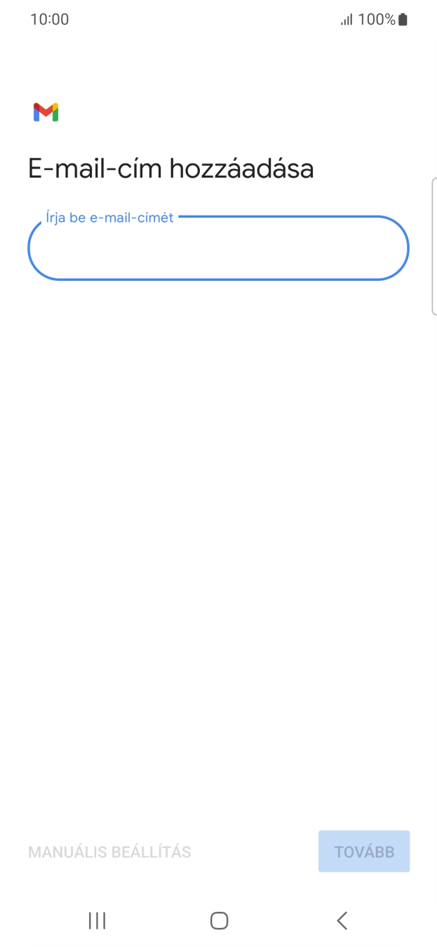 Kattints az „Írja be e-mail-címét” alatti mezőre, és írd be az e-mail címedet.
