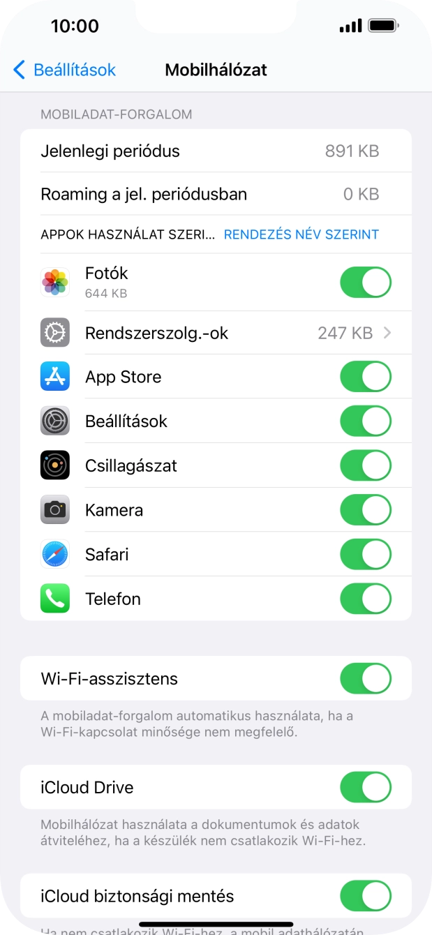 Kattints a kívánt programok melletti csúszkákra a funkciók be- vagy kikapcsolásához.