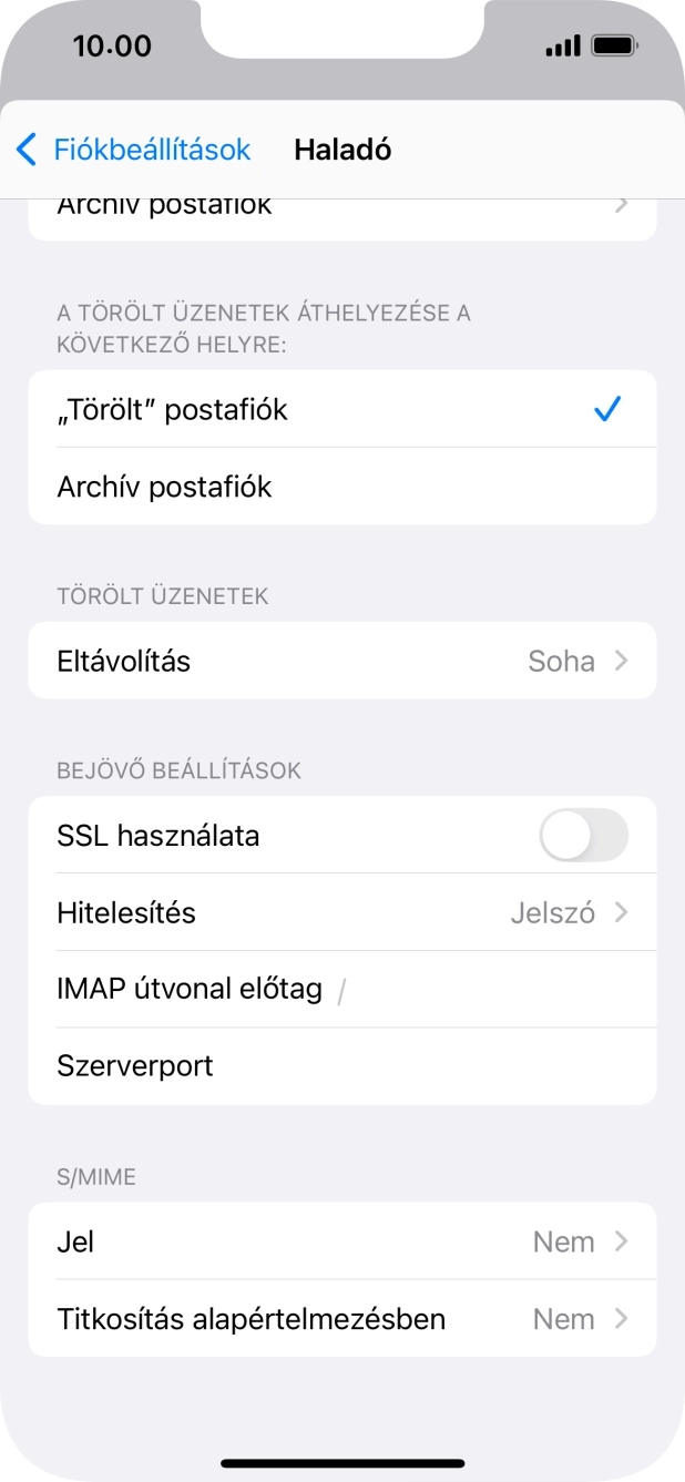 Kattints az „SSL használata” melletti csúszkára a funkció bekapcsolásához.