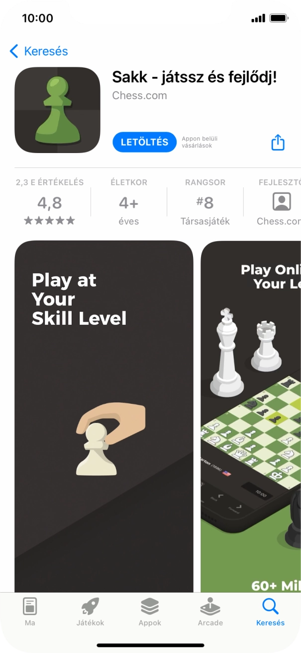 Válaszd a LETÖLTÉS lehetőséget, és kövesd a képernyőn megjelenő utasításokat az alkalmazás telepítéséhez. Válaszd a LETÖLTÉS lehetőséget, és kövesd a képernyőn megjelenő utasításokat az alkalmazás telepítéséhez.