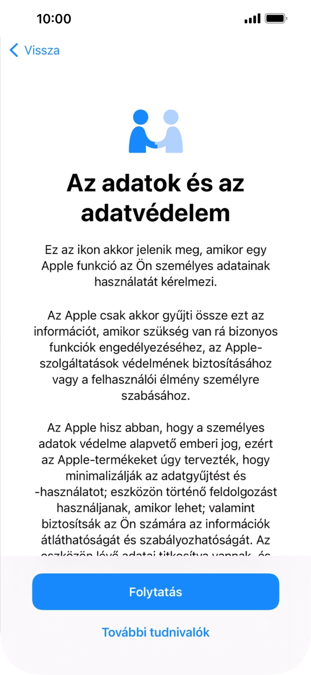 Válaszd a Folytatás lehetőséget.