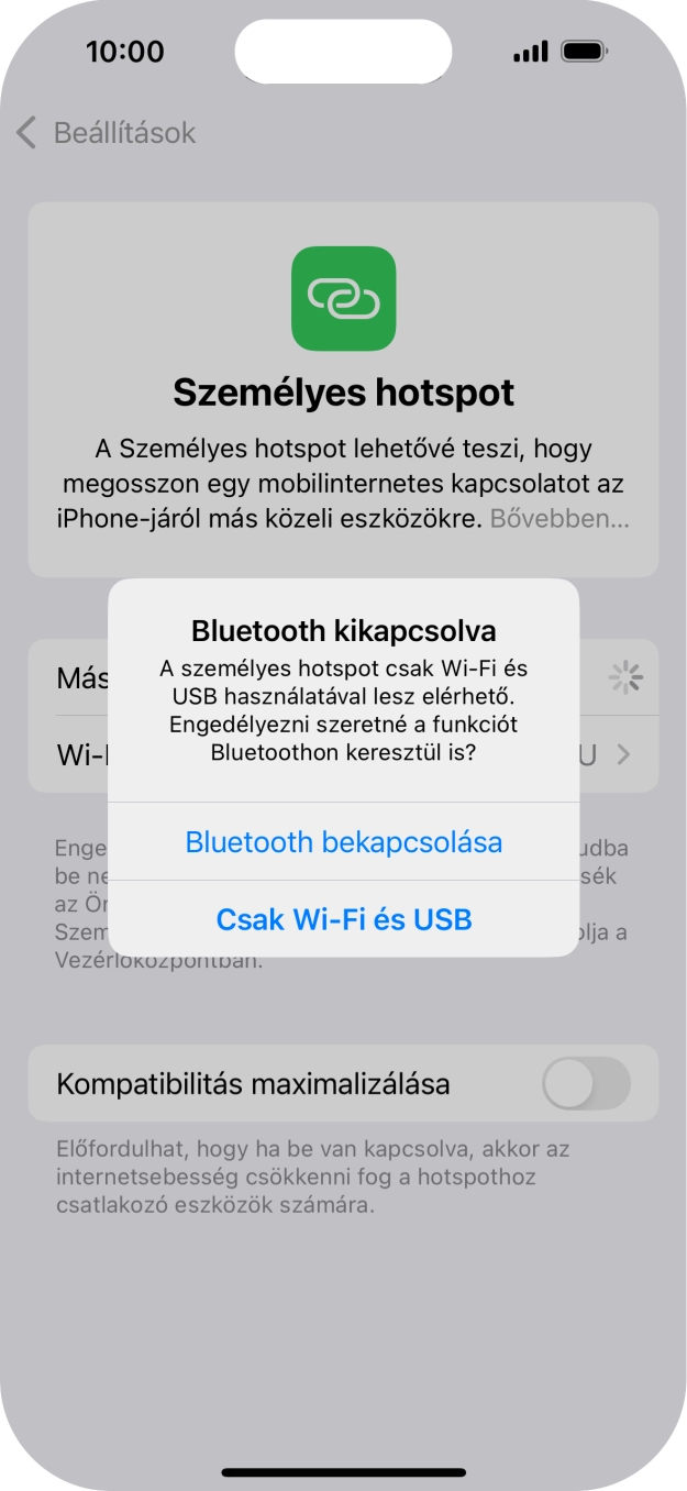 Amennyiben be van kapcsolva a Wi-Fi, válaszd a Csak Wi-Fi és USB lehetőséget.
