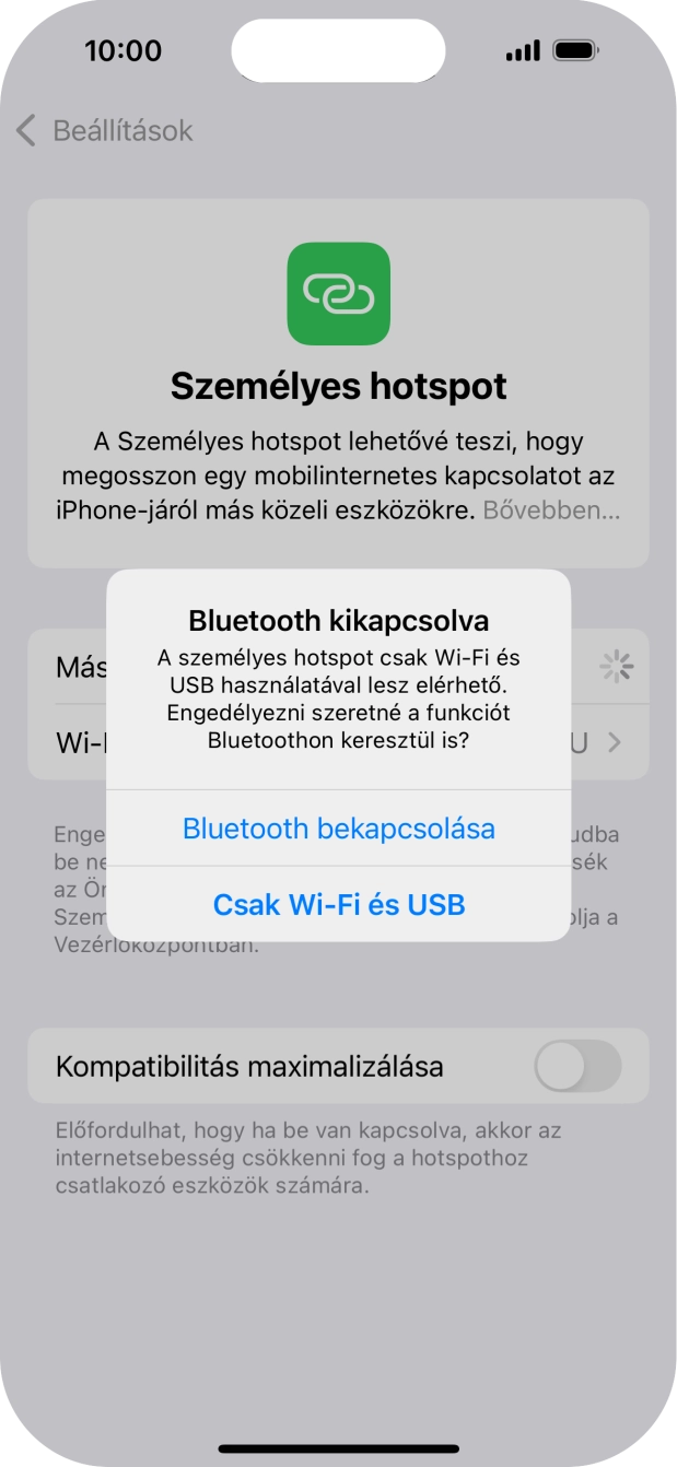 Amennyiben be van kapcsolva a Wi-Fi, válaszd a Csak Wi-Fi és USB lehetőséget. Amennyiben be van kapcsolva a Wi-Fi, válaszd a Csak Wi-Fi és USB lehetőséget.