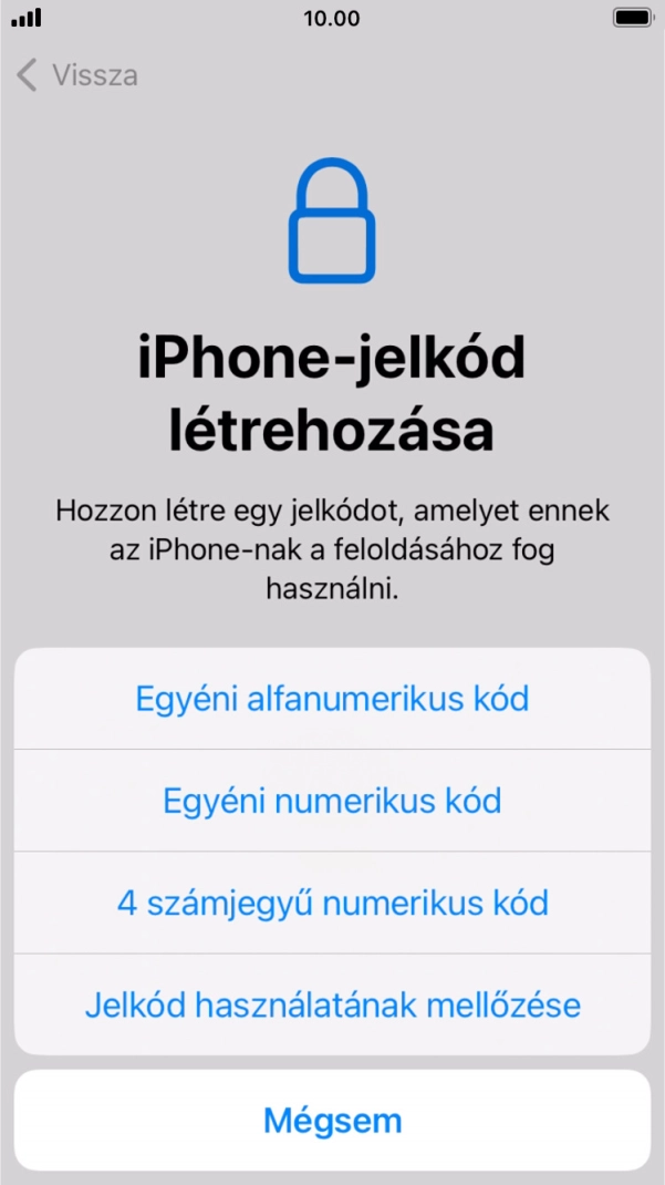 A képernyőzár használatának bekapcsolásához kövesd a képernyőn megjelenő utasításokat, vagy válaszd a Jelkód használatának mellőzése lehetőséget.
