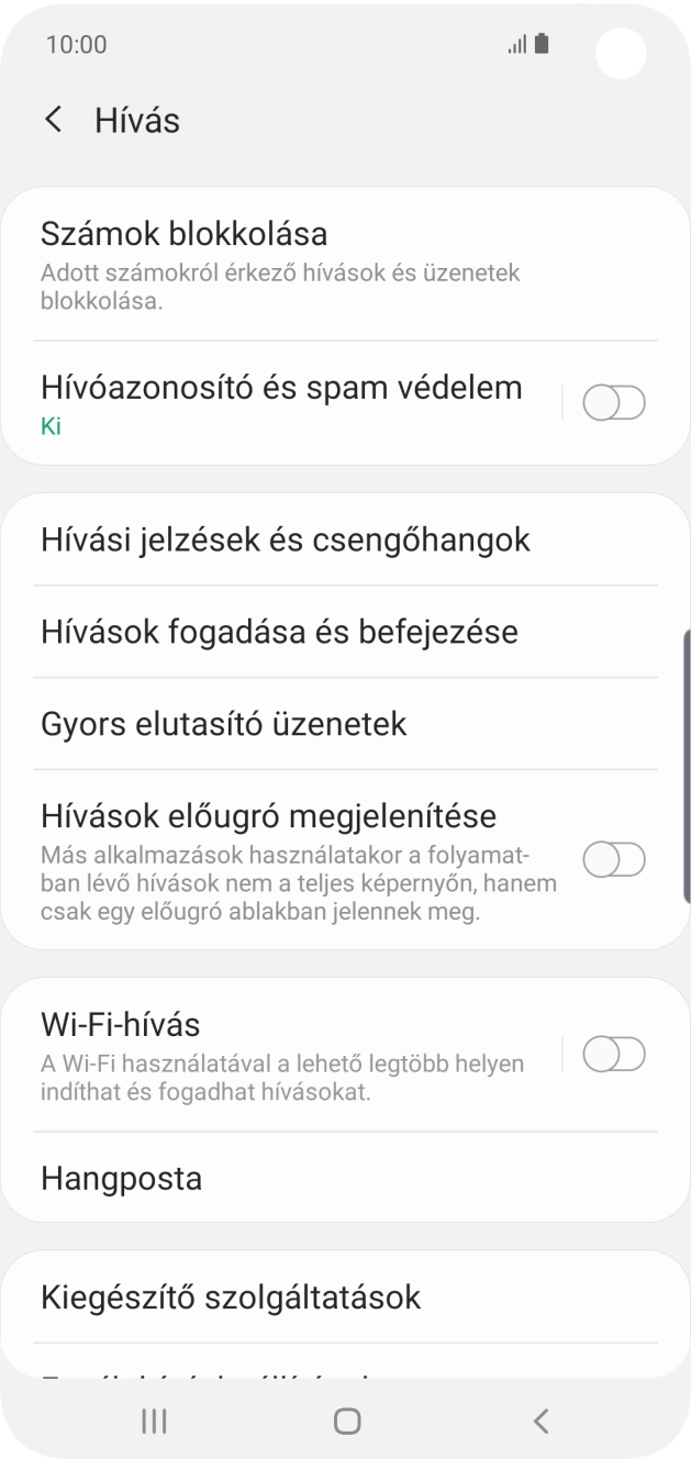 Válaszd a Kiegészítő szolgáltatások lehetőséget.