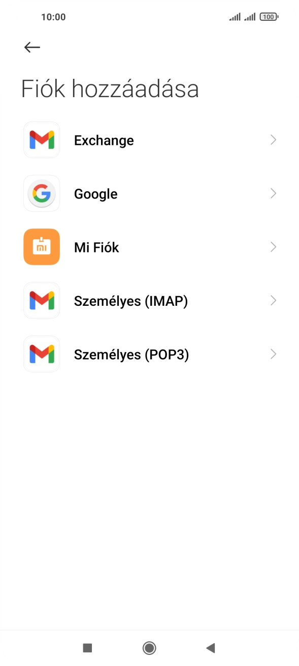 Válaszd a Személyes (POP3) lehetőséget.