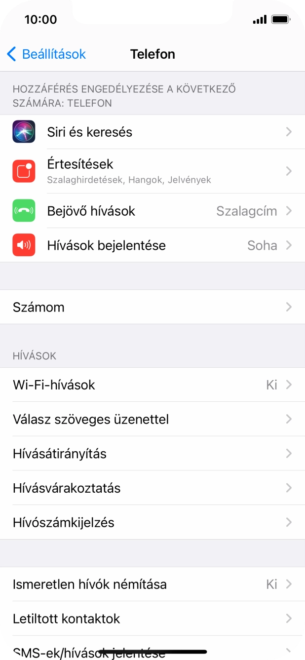 Válaszd a Hívószámkijelzés lehetőséget.